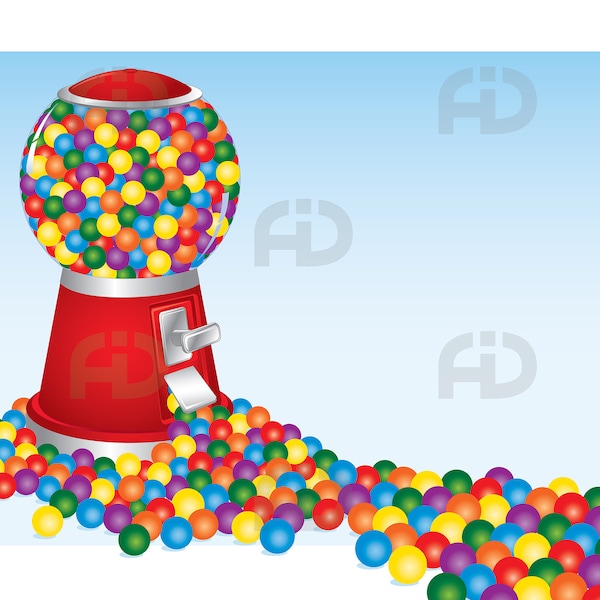 Bubblegum Machine 2 Bonanza, Gumballs, Machine, Bubble Gum Balls, Colorful, Candy, Gumball Machine Series, Clip Art, Printable Art