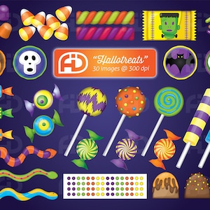 Halloween_Hallotreats, Halloween, Dulces, Golosinas, Dulces, Retoños, Festivo, Otoño, Clipart, Ilustrado, Scrapbooking, PNG, Uso comercial