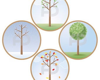 Changes_Four Seasons, Spring, Summer, Fall, Winter, Seasons, Tree, Nature, Changes Theme, Printable Art