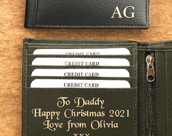 Personalized Leather Wallet, Engraved Genuine Leather Custom Wallet, Anniversary Gift For Him, Men, Dad, Father, Husband, Boyfriend