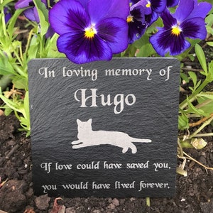 Personalised Engraved Stone Slate Pet Memorial Headstone Grave Marker Plaque for a Cat