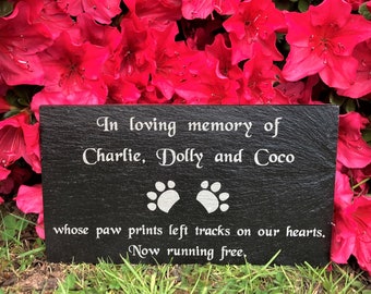 Personalised Engraved Slate Stone Pet Memorial Headstone Grave Marker Plaque for a Dog