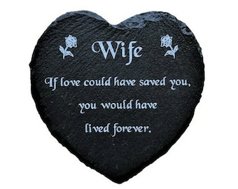 Dearest Wife Grave Memorial In Loving Memory Graveside Heart Plaque Stone 