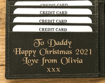 Mens Personalised Engraved Luxury Real Soft Black Genuine Leather Wallet Anniversary Birthday Christmas Gift for Him