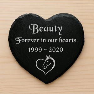Horse Pet Memorial Personalised Engraved Slate Heart Grave Marker Headstone Plaque for a Pony or a Horse