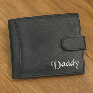 Personalised Wallet Mens Engraved Genuine Leather Custom Purse Groomsmen Gift for Him Boyfriend Husband Dad