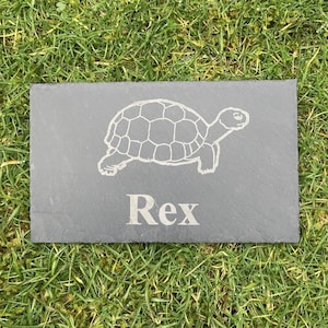 Placa de ardósia natural personalizada com gravação para tartaruga de estimação, prato de alimentação, comedouro, pedra para aquecimento e proteção contra arranhões e arranhões, 17,8 x 10,2 cm (7 x 4 polegadas).