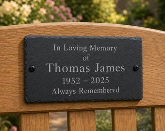 Large Personalised Memorial Bench Plaque, Engraved Slate Remembrance Plaque, In Loving Memory Outdoor Tribute, Custom Bereavement Gift