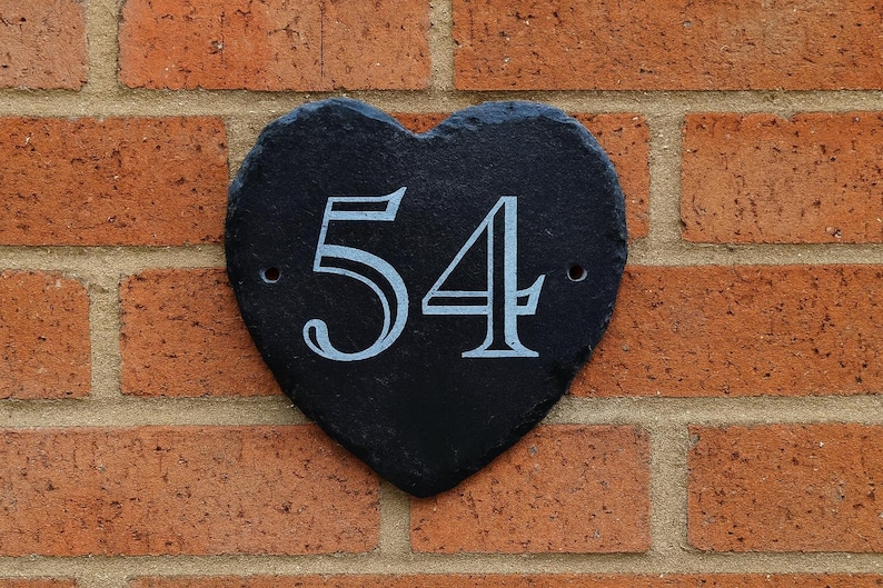 Slate House Number Sign Personalised Deep Engraved Natural Stone Plaque With Gold Enamel Paint Frame - Israel