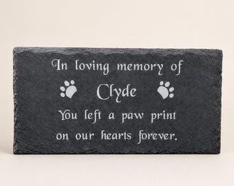 Personalised Dog Memorial Slate Plaque, Engraved Pet Grave Marker, Paw Print Remembrance Stone, Custom Garden Headstone, Pet Loss Tribute