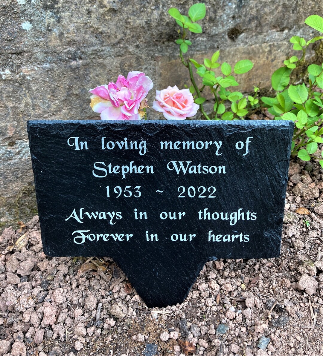 Personalised Engraved Slate Memorial Grave Marker Headstone Rustic