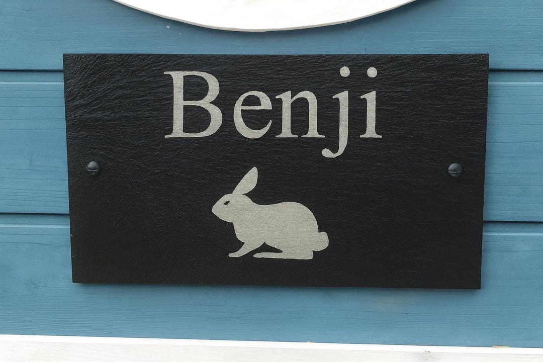 Personalised Engraved Rabbit Hutch Sign – Custom Bunny Name Plaque ...