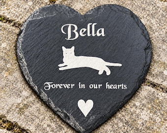 Cat Memorial Plaque Personalised Engraved Slate Heart Pet Memorial Grave Marker Plaque