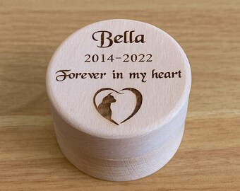 Personalized Cat Ashes Urn: Engraved Pine Wood Keepsake Box
