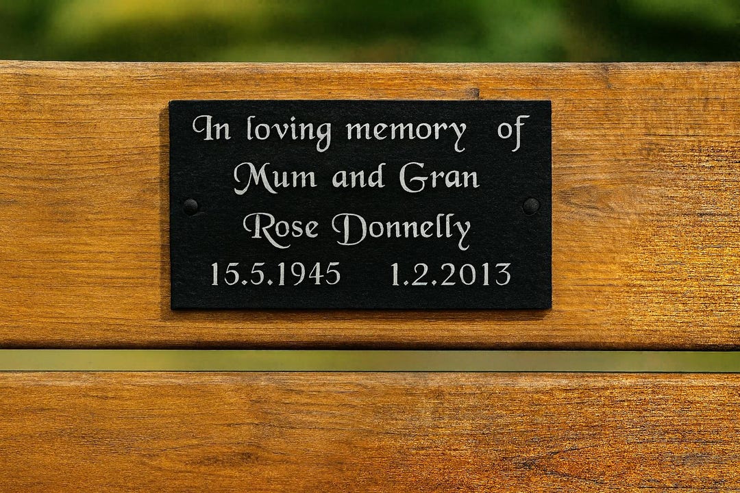 Personalised Memorial Bench Plaque, Custom Engraved Tribute Sign ...