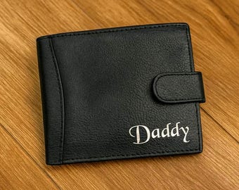 Personalized Leather Wallet, Engraved Genuine Leather Custom Wallet, Birthday Anniversary Gift For Him, Men Dad Father Husband Boyfriend Son