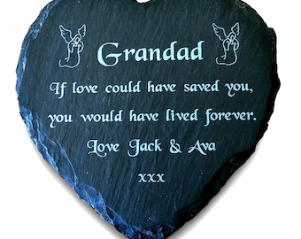 Personalised Engraved Slate Heart Memorial Grave Marker Plaque Outdoor Remembrance Stone Custom Sympathy Gift Garden Condolence Keepsake