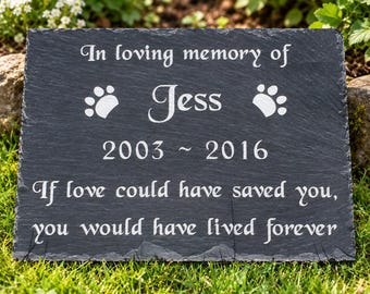 Personalised Pet Memorial Plaque, Engraved Slate Grave Marker for Dogs or Cats, Large Garden Remembrance Stone, 30 x 20 cm