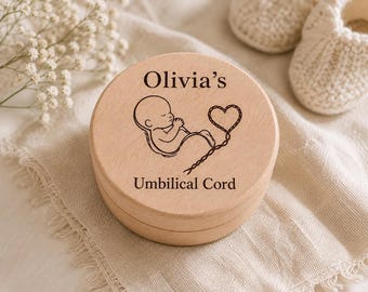 Personalised Umbilical Cord Wooden Keepsake Box, Baby Memory Storage Gift