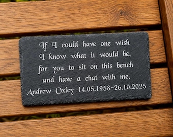 Large Personalised Slate Memorial Bench Plaque, Custom Engraved Remembrance Sign, In Loving Memory Tribute, Bereavement Garden Handmade Gift