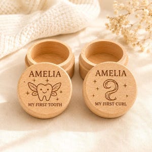 My First Curl & Tooth Box Gift Set, Personalised Baby Keepsake Pots