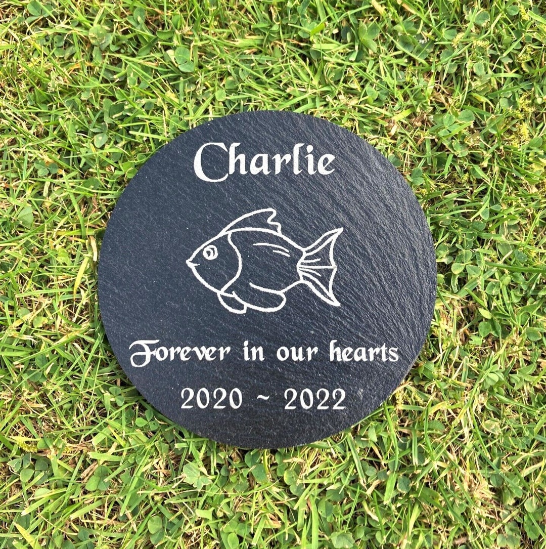 Personalised Engraved Round Slate Pet Memorial Grave Marker Headstone ...