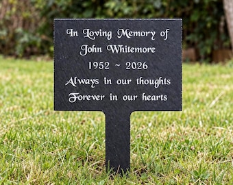 Personalised Slate Memorial Plaque with Stake | Engraved Grave Marker | Garden Remembrance Tribute Gift