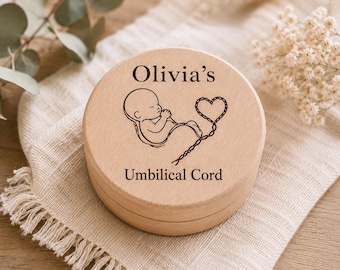 Personalised Engraved Wooden Umbilical Cord Keepsake Box, Baby Memory Holder