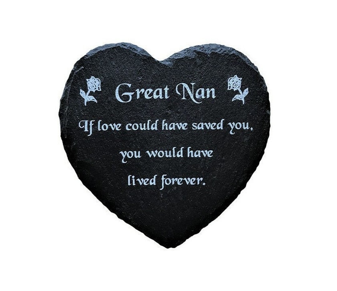 Natural Slate Heart Shaped Memorial Plaque