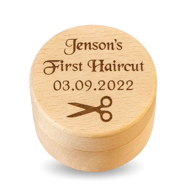 Caja de recuerdos personalizada con grabado "Mi primer rizo", ideal para bautizo de bebé recién nacido, regalo para baby shower, primer corte de pelo