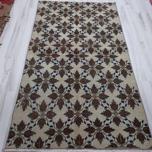 3,4 x 6 ft. Istanbul Türkischer Wollteppich, Vintage grüner und rosa Teppich, Pastellteppich, Ambient Teppich, Bohem Teppich, CLEAR