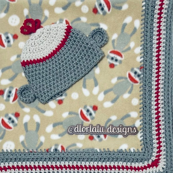 Sock Monkey Baby Blanket, Gift for new parents, Baby Shower Gift for Newborn,