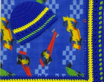 Racecar Baby Blanket, Racing blanket, Newborn Sports Crochet, Racing Fan, Baby Shower Gift