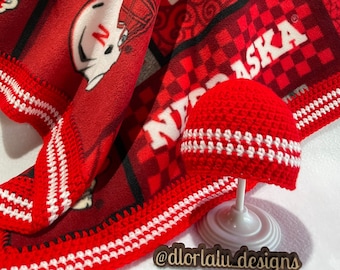 Nebraska Cornhuskers Baby Blanket, Football blanket, Cornhusker Blanket, Newborn Sports Crochet, Huskers Fan