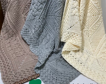 crochet baby blanket handmade, gender neutral baby afghan, unisex baby gift, Irish blanket, keepsake gift for newborn