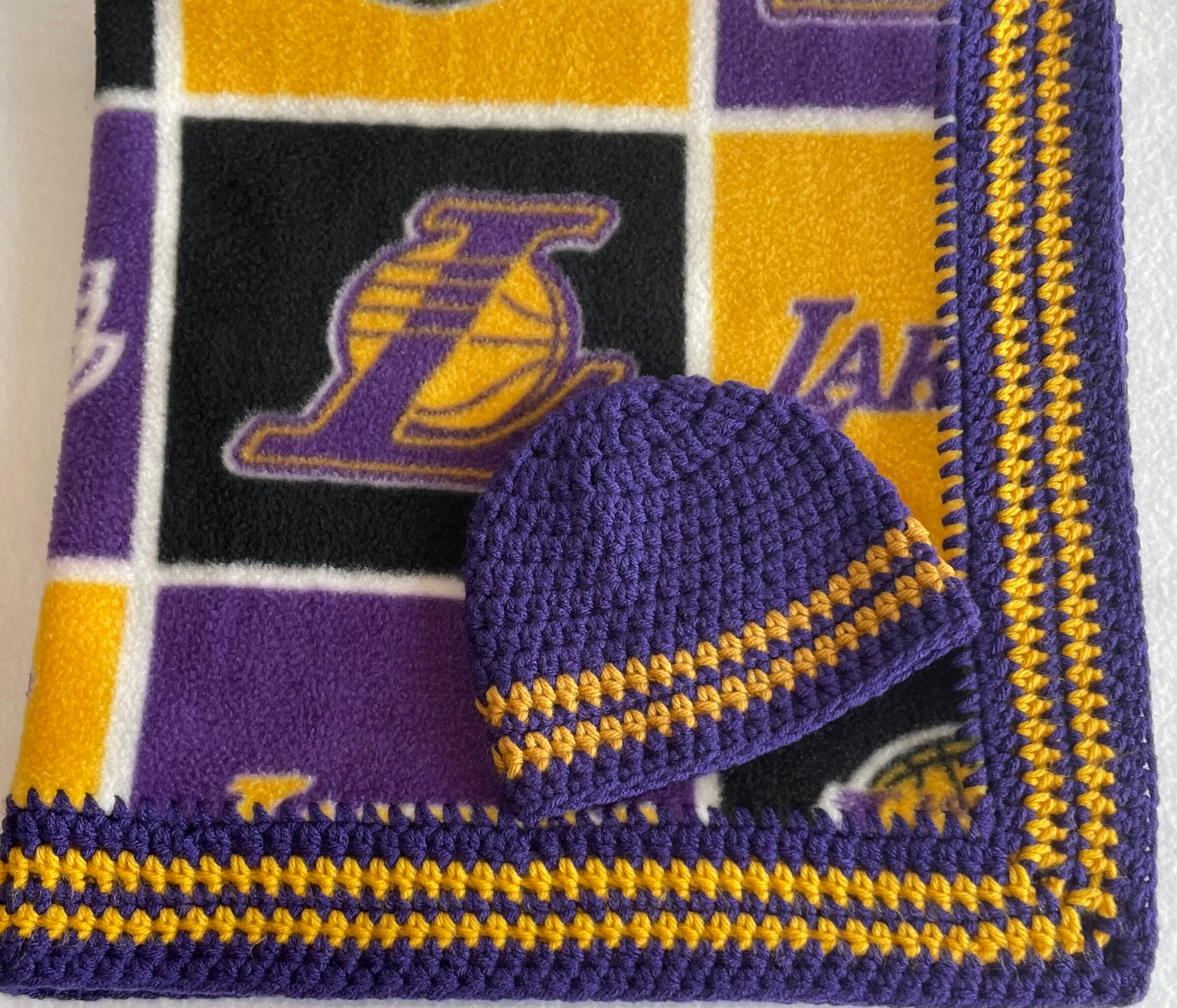 Los Angeles Lakers Crochet Blanket Lakers Baby Gift Set LA Etsy