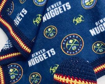 Denver Nuggets Crochet Blanket, Nuggets Baby Gift Set, Basketball Afghan, Sports Nursery Decor, Coming Home Blanket, Denver Baby Shower