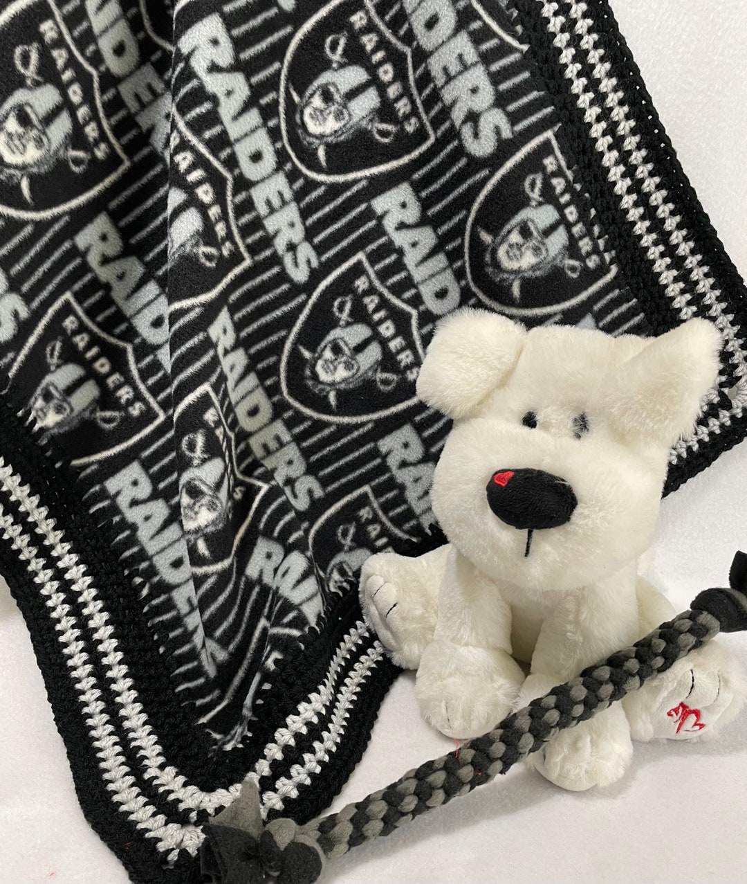 Raiders Pet Blanket Raiders Fleece With Crochet Boarder Las Etsy