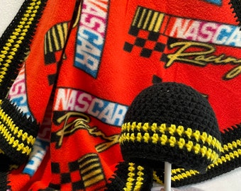 NASCAR Baby Blanket, Racing blanket, NASCAR Baby, Newborn Sports Crochet, NASCAR Fan