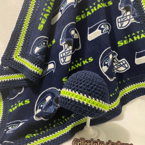 Seattle Seahawks Baby Blanket,  Baby Shower Gift, Sports, Made to Order