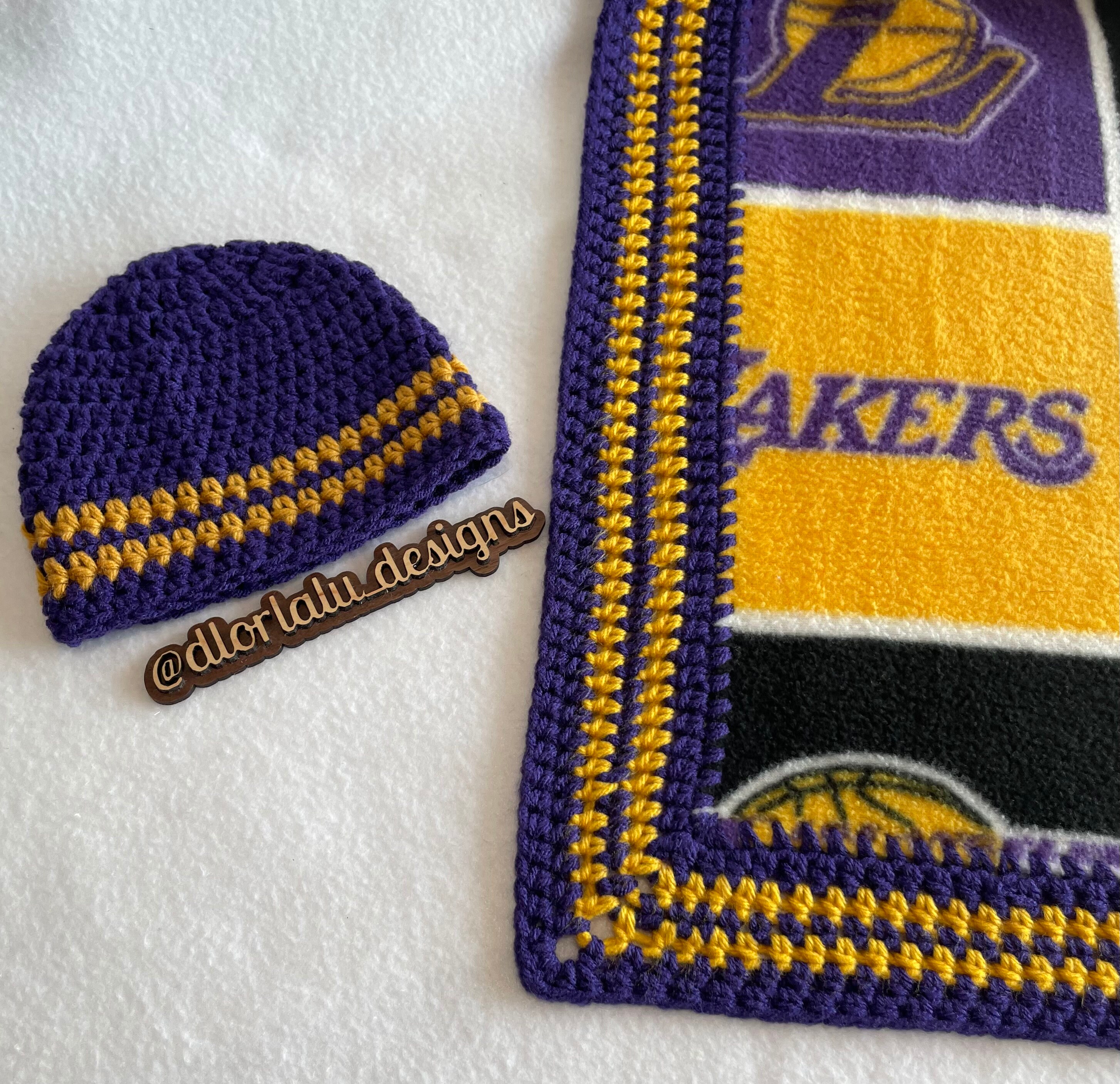 Los Angeles Lakers Crochet Blanket Lakers Baby Gift Set LA Etsy