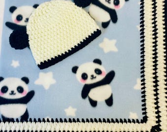 Oso panda, manta para bebé, set de regalo para baby shower, regalo para nuevos padres