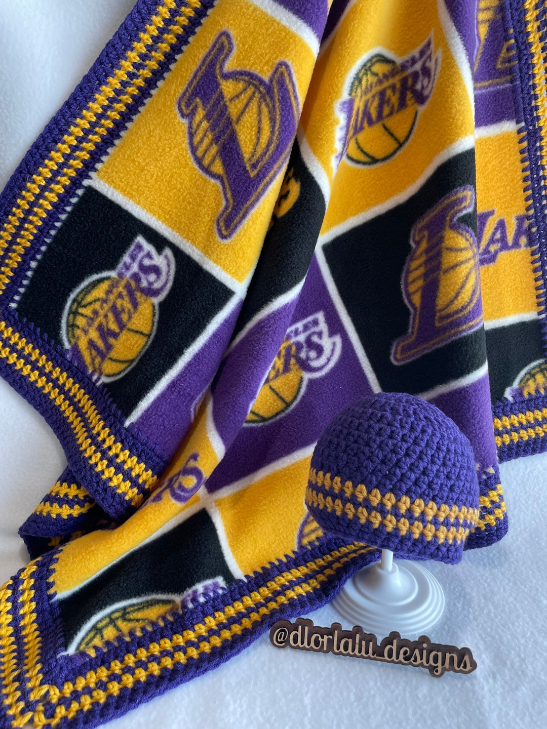 Los Angeles Lakers Crochet Blanket Lakers Baby Gift Set LA Etsy