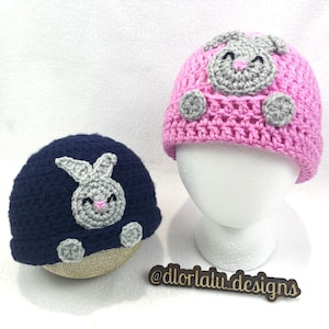 Handmade crochet Bunny beanie, Unique gift idea for baby shower, easter baskets, first birthdays.  Made to order, multiple sizes available.