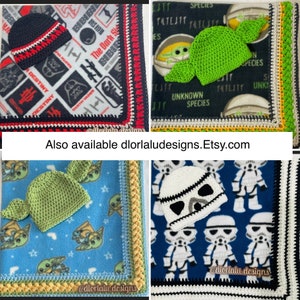 Manta de bebé Yoda para niña con gorro de Yoda, mandaloriano, manta de bebé de Star Wars, El Niño, bebé Star Wars, Grogu, baby shower de Star Wars imagen 5