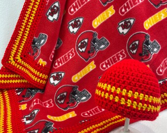 Kansas City Chiefs baby blanket, football baby shower gift, Chiefs football fan, KC Chiefs blanket