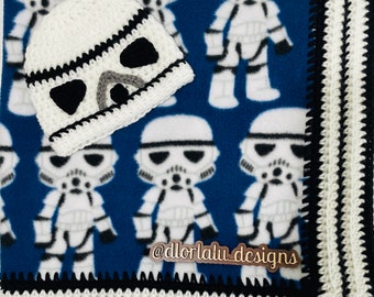 Star Wars Baby Blanket, Kawaii Troopers, Starwars Baby Shower Gift for Newborn, Storm Troopers Baby Blanket