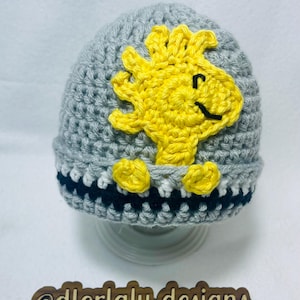 Woodstock beanie, Snoopy&#39;s friend, choice of size, Made to Order