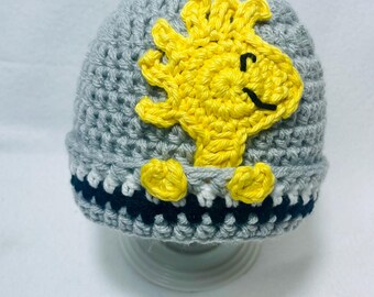 Woodstock beanie, Snoopy's friend, choice of size, Made to Order