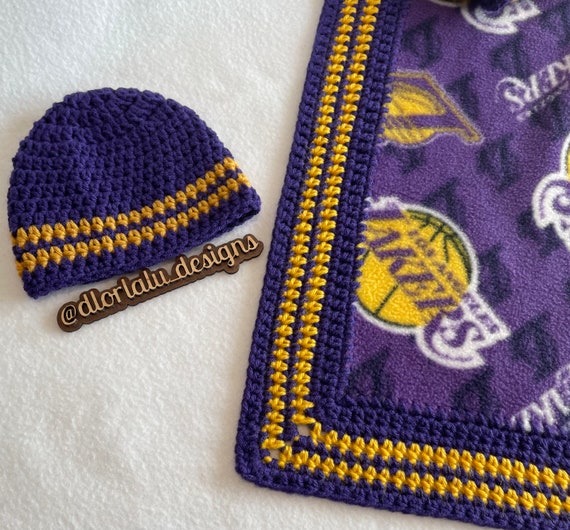 Los Angeles Lakers Crochet Blanket Lakers Baby Gift Set Basketball Afghan Sports Nursery Decor Coming Home Blanket Lakers Baby Shower Etsy Canada